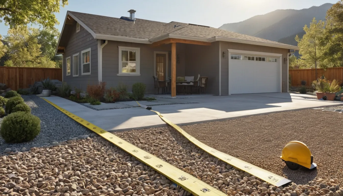 Homeowner and a friendly provider reviewing a staked patio layout in a backyard across the Lakewood area